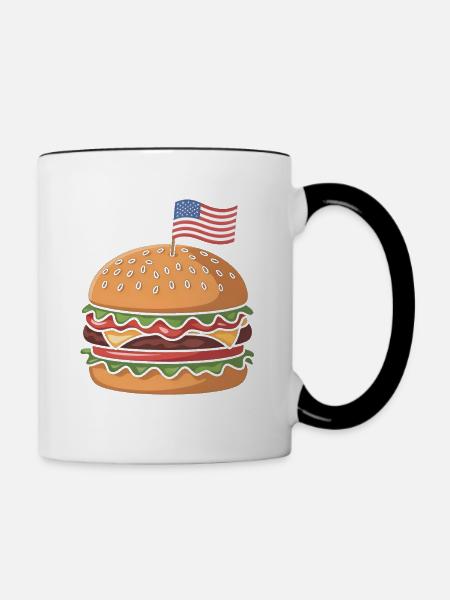  Cheeseburger Patriotic Independence Day 4th of - Tasse zweifarbig - Weiß/Schwarz