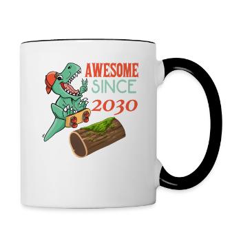 Dino Skater Birthday 2030 - Contrasting Mug - white/black - Right