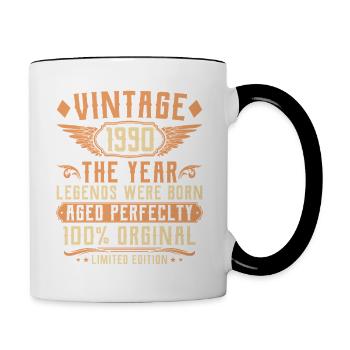 35th Birthday Vintage - Year 1990 - Contrasting Mug - white/black - Right