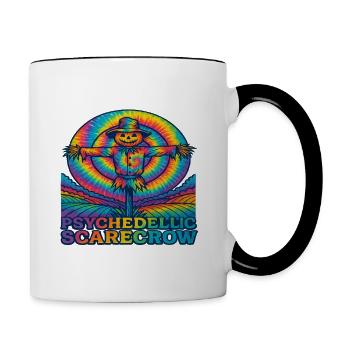 Psychedelische Vogelscheuche Trippy EDM Festival - Tasse zweifarbig - Weiß/Schwarz - Rechts