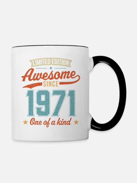 Genial seit 1971 - Tasse zweifarbig - Weiß/Schwarz