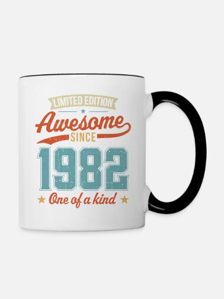 Genial seit 1982 - Tasse zweifarbig - Weiß/Schwarz