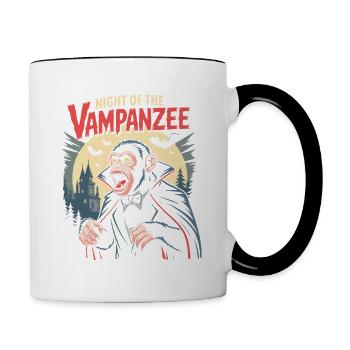 Vampanzee Night Look Schimpanse Vampir - Tasse zweifarbig - Weiß/Schwarz - Rechts