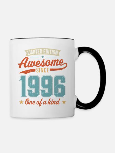 Genial seit 1996 - Tasse zweifarbig - Weiß/Schwarz