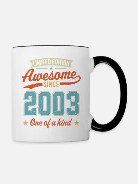 Genial seit 2003 - Tasse zweifarbig - Weiß/Schwarz