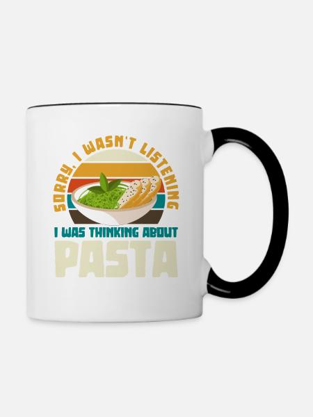 Ich dachte an Pasta Retro-Design - Tasse zweifarbig - Weiß/Schwarz