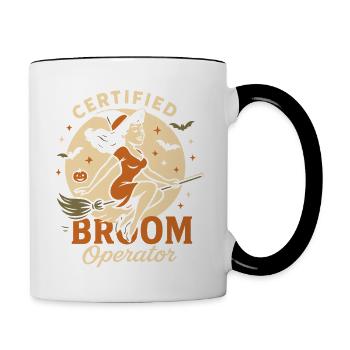 Costume d’Halloween de sorcière opérateur de balai certifié - Mug contrasté - blanc/noir - Droite
