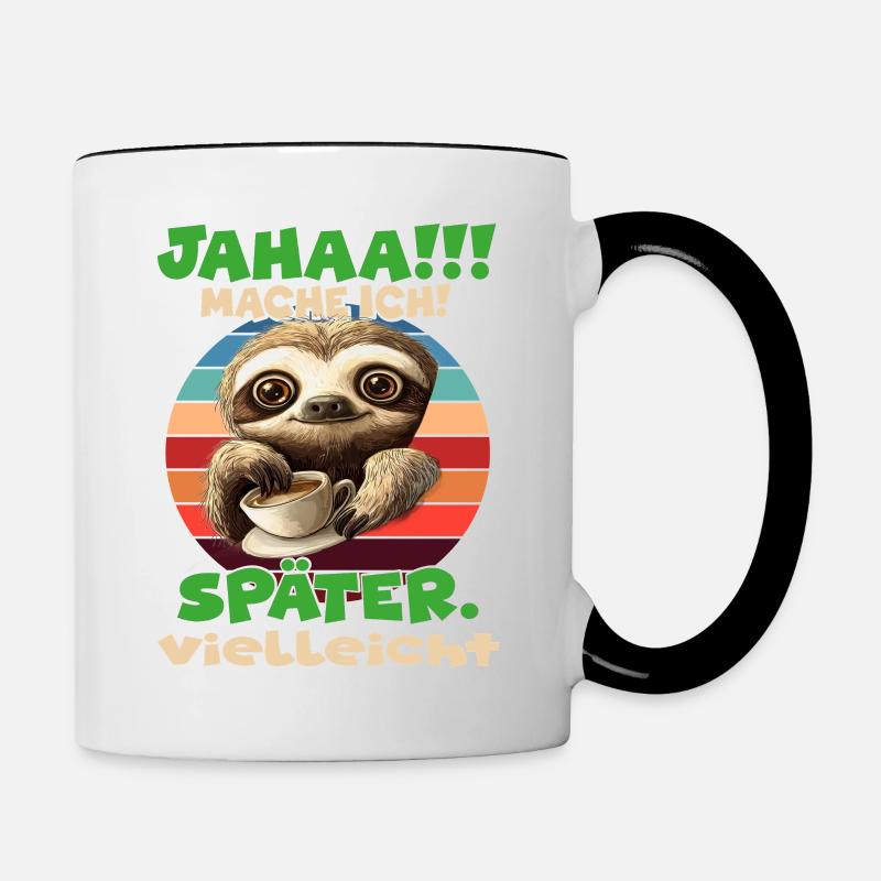 Sloth with Coffee Latte Moment Shuffle Sloth - Contrasting Mug - white/black