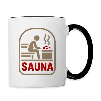 Sauna symbol: warmth, peace and stone - Contrasting Mug - white/black - Right