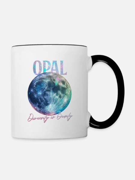 Geburtsstein Oktober Opal - Tasse zweifarbig - Weiß/Schwarz