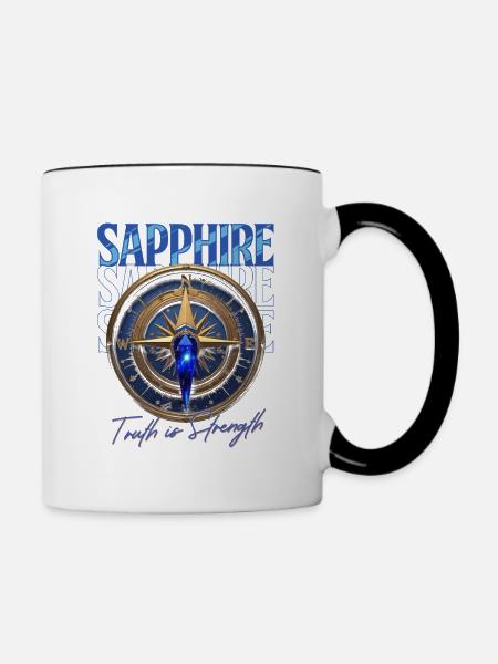 Geburtsstein September Saphir - Tasse zweifarbig - Weiß/Schwarz