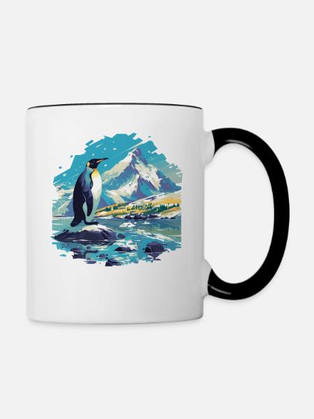 Pinguine Pinguin - Tasse zweifarbig - Weiß/Schwarz