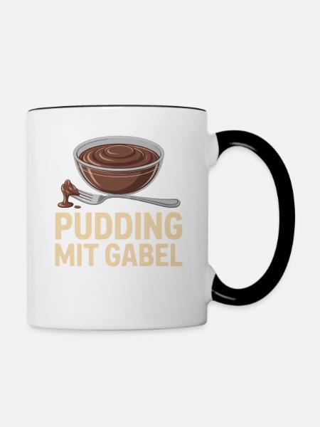 Pudding Mit Gabel - Tasse zweifarbig - Weiß/Schwarz