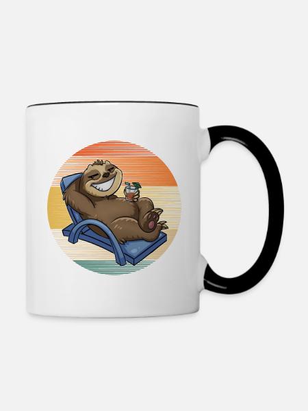 Faultier Urlaub - Tasse zweifarbig - Weiß/Schwarz