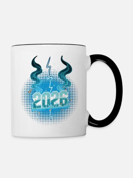 Silvester-Feuerwerksfeier 2026 - Tasse zweifarbig - Weiß/Schwarz
