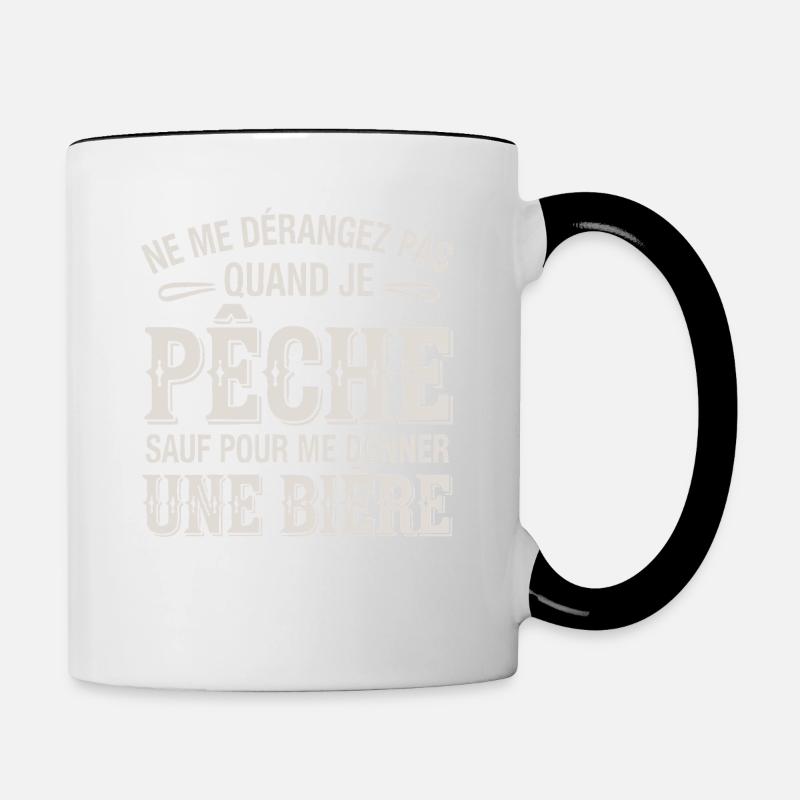 Don't bother me when I fish except for beer - Contrasting Mug - white/black