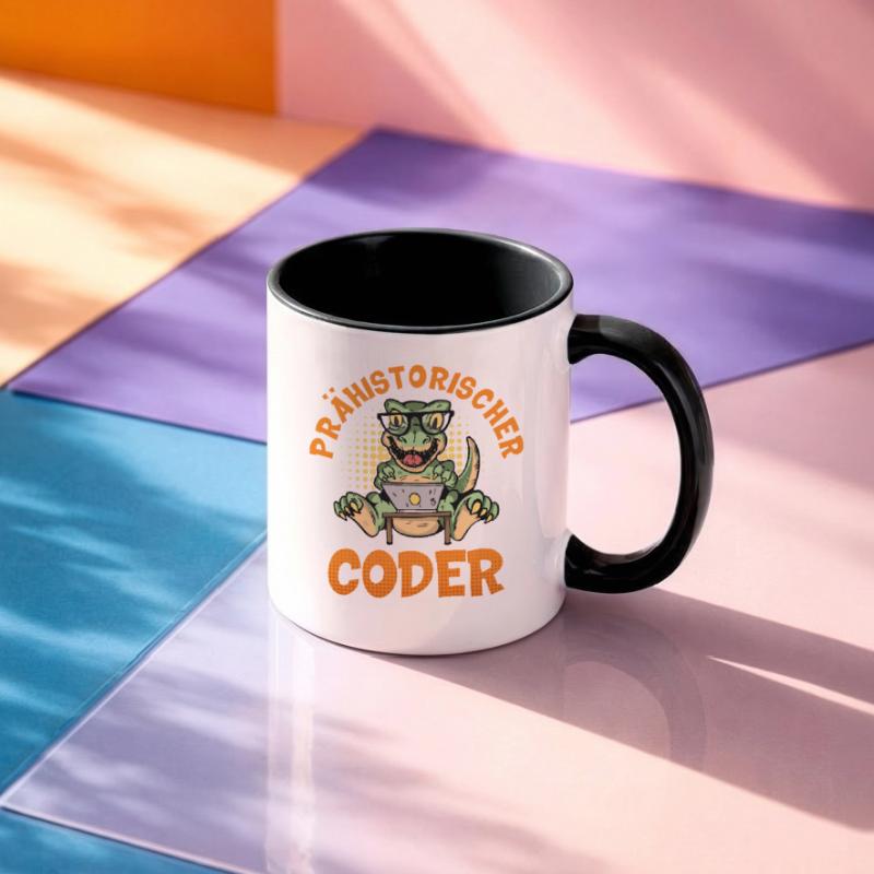 Programmation PRÉHISTORIQUE : Divertissement du CODER Mug contrasté