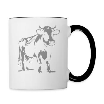Kuh Motiv – Ländlicher Charme - Tasse zweifarbig - Weiß/Schwarz - Rechts