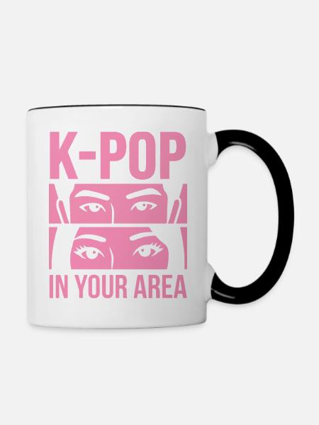 K-Pop Blick Pink in Area - Tasse zweifarbig - Weiß/Schwarz