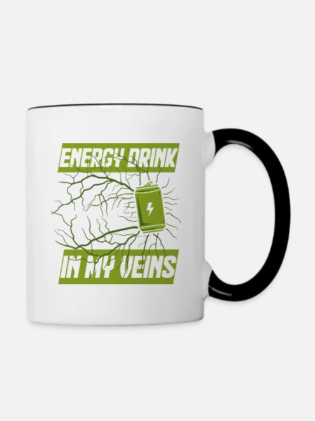 Energy Drink In My Veins - Tasse zweifarbig - Weiß/Schwarz