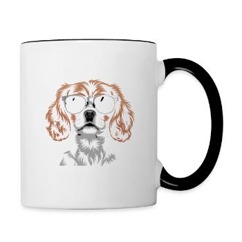 King Charles Spaniel - Tasse zweifarbig - Weiß/Schwarz - Rechts