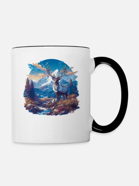 Rentiere Rentier - Tasse zweifarbig - Weiß/Schwarz