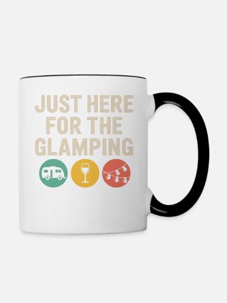Nur zum Glamping hier - Tasse zweifarbig - Weiß/Schwarz