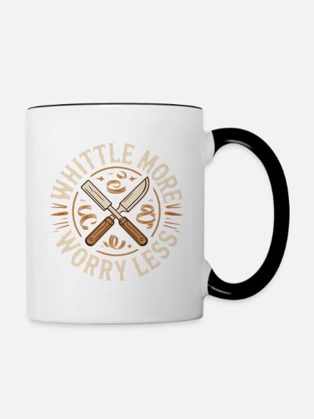 Schnitz mehr, sorge dich weniger - Tasse zweifarbig - Weiß/Schwarz