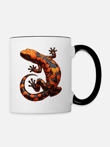 Feuersalamander Salamander - Tasse zweifarbig - Weiß/Schwarz