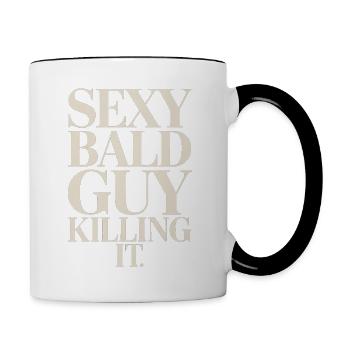 Sexy chauve qui cartonne - Mug contrasté - blanc/noir - Droite
