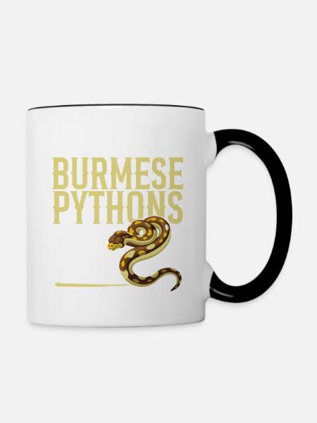 Burmesische Python HDE Schlangen-Stofftier-Reptil - Tasse zweifarbig - Weiß/Schwarz