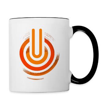 Energiegeladenes Fitness & Tech Symbol Design - Tasse zweifarbig - Weiß/Schwarz - Rechts
