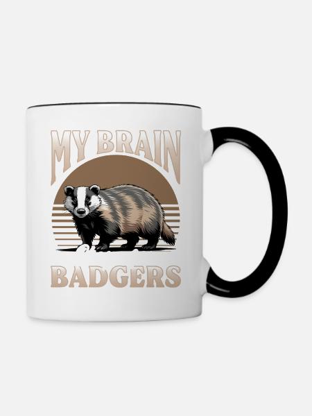 Funny Animal Badger - Tasse zweifarbig - Weiß/Schwarz