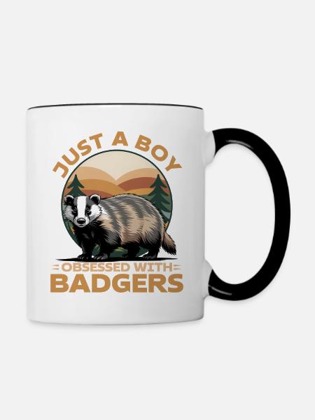 Funny Animal Badger - Tasse zweifarbig - Weiß/Schwarz