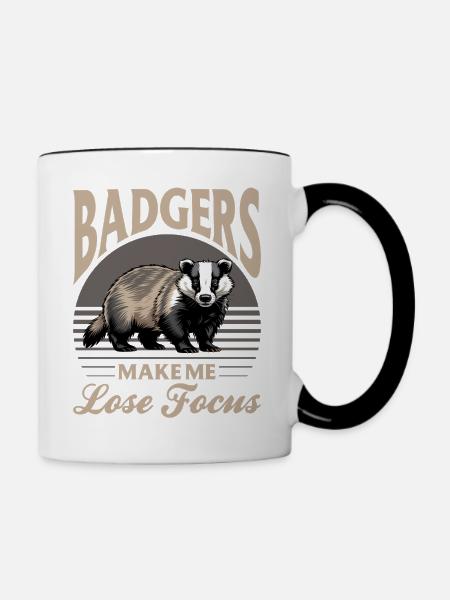 Funny Animal Badger - Tasse zweifarbig - Weiß/Schwarz