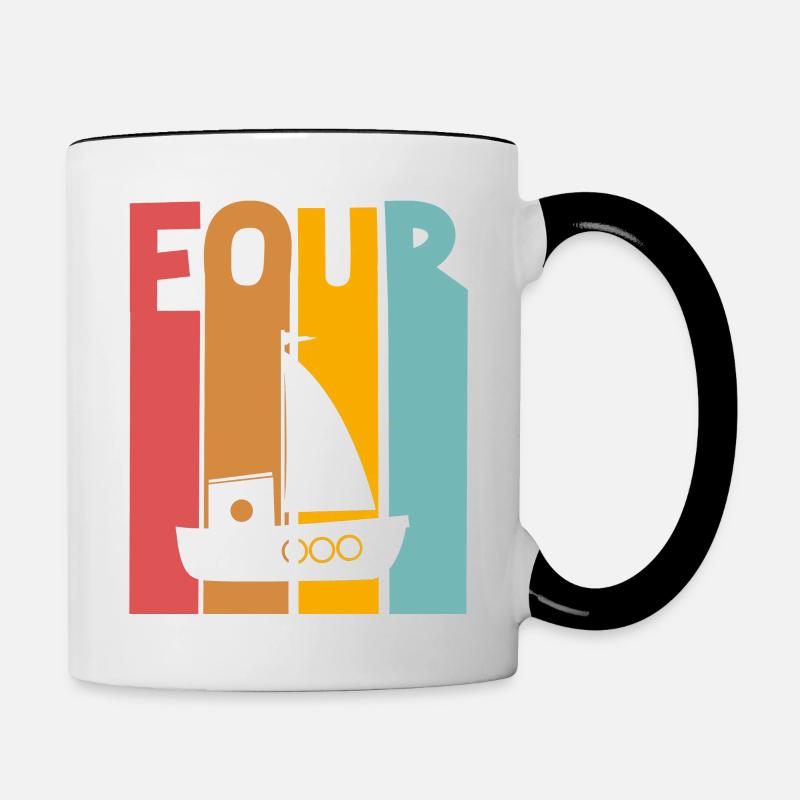 Voilier du 4e anniversaire - Mug contrasté - blanc/noir