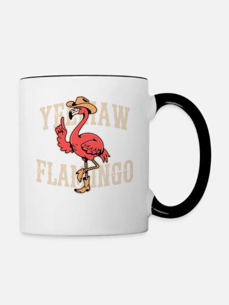 Westliches Flamingo-Rodeo - Tasse zweifarbig - Weiß/Schwarz