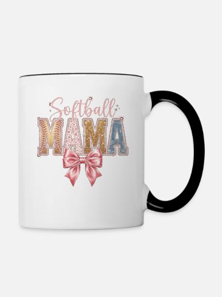 Softball Mama Coquette Leopard Bow - Tasse zweifarbig - Weiß/Schwarz