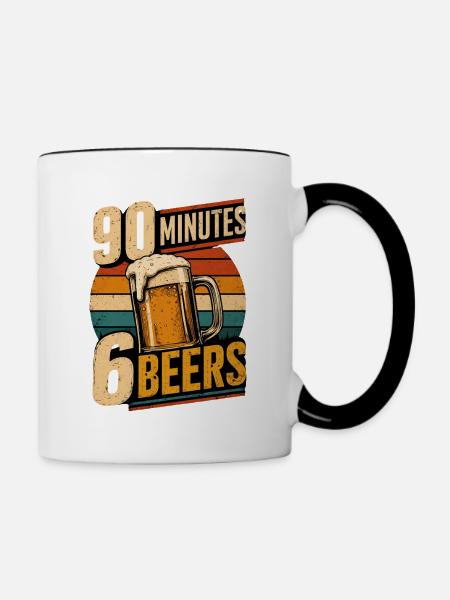 90 Minutes 6 Beers - Tasse zweifarbig - Weiß/Schwarz
