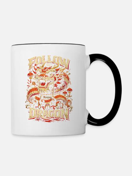 Dragon Dance Drachentanz - Tasse zweifarbig - Weiß/Schwarz