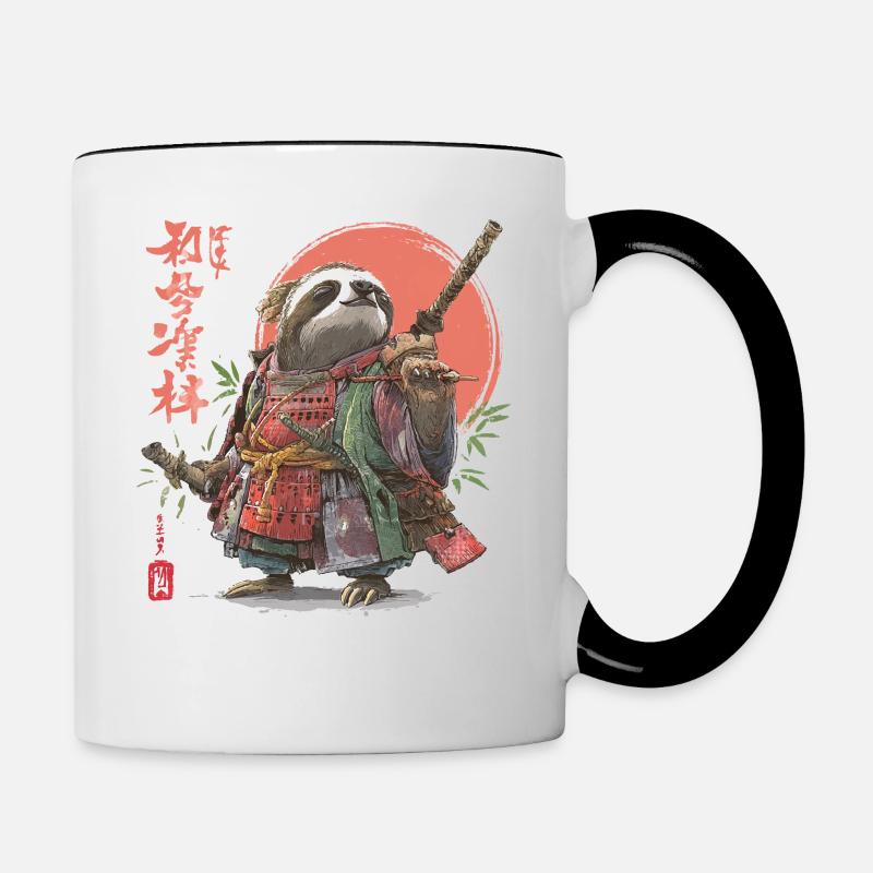 Sloth Samurai Warrior - Contrasting Mug - white/black