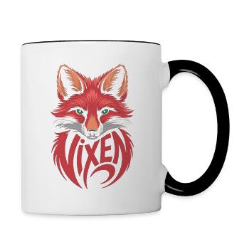 Vixen Fox Shirt - Stylish Vixen Motif Gift - Contrasting Mug - white/black - Right
