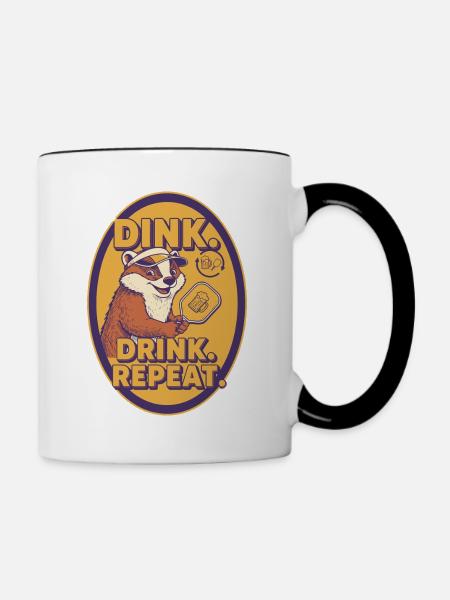 Pickleball-Spaßspieler Dink Drink Repeat - Tasse zweifarbig - Weiß/Schwarz