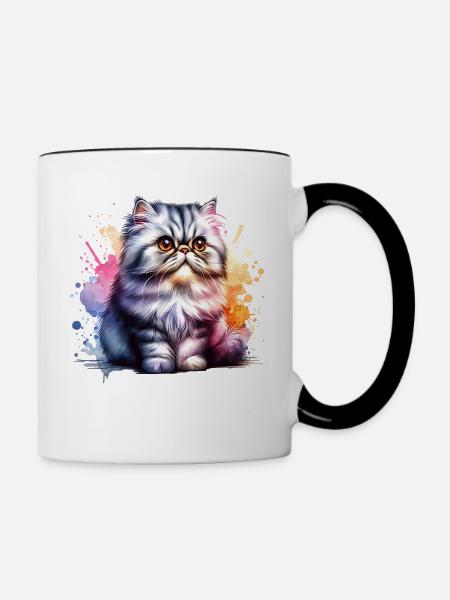 Perserkatze Geschenk - Tasse zweifarbig - Weiß/Schwarz