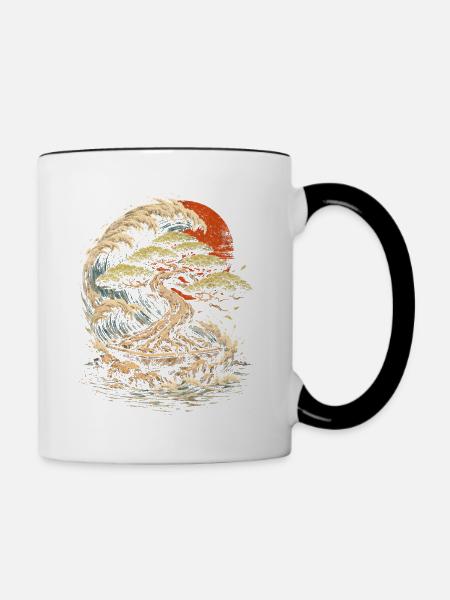 Bonsaibaum - Tasse zweifarbig - Weiß/Schwarz