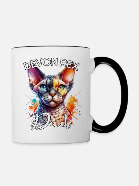 Devon Rex Papa - Tasse zweifarbig - Weiß/Schwarz