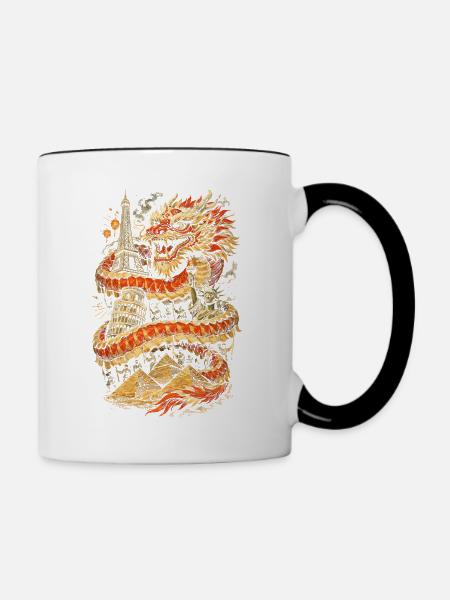 Dragon Dance Drachentanz - Tasse zweifarbig - Weiß/Schwarz