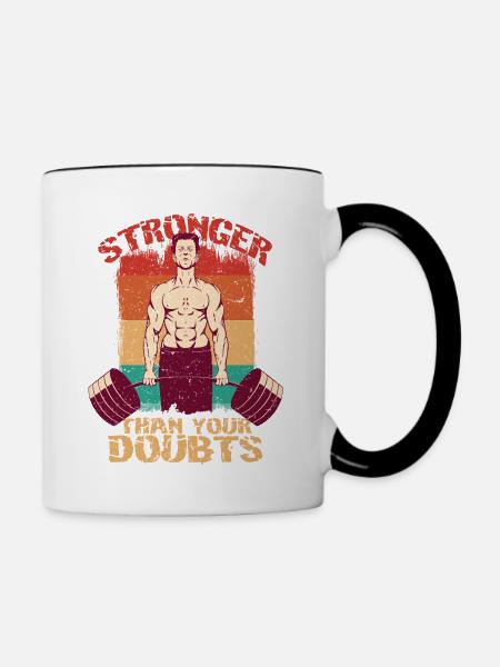 Fitnesstrainer Stronger Than Your Doubts - Tasse zweifarbig - Weiß/Schwarz