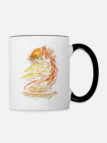 Bonsaibaum Mit Phönix - Tasse zweifarbig - Weiß/Schwarz