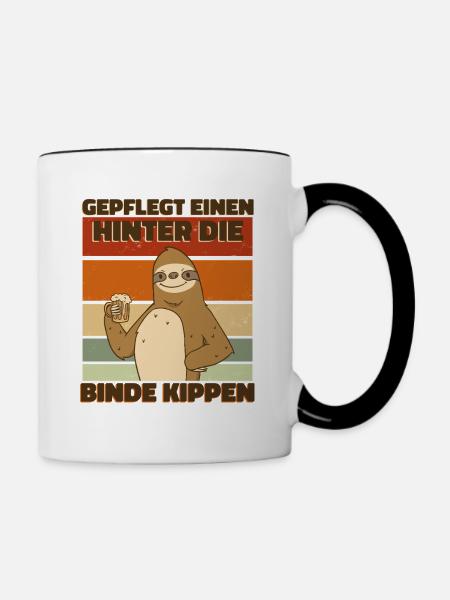 Bier Faultier - Tasse zweifarbig - Weiß/Schwarz